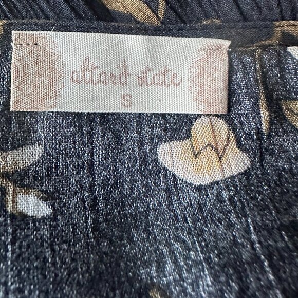 Altard State Black Floral long Bell sleeve Babydoll Mini Dress - Size Small - Picture 9 of 11